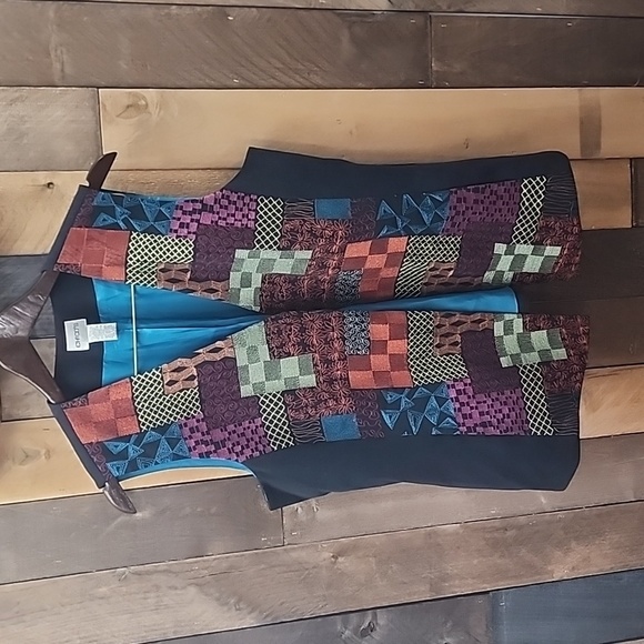 Chico's Womens Size 2 Multicolor Patchwork Vest - Picture 1 of 6